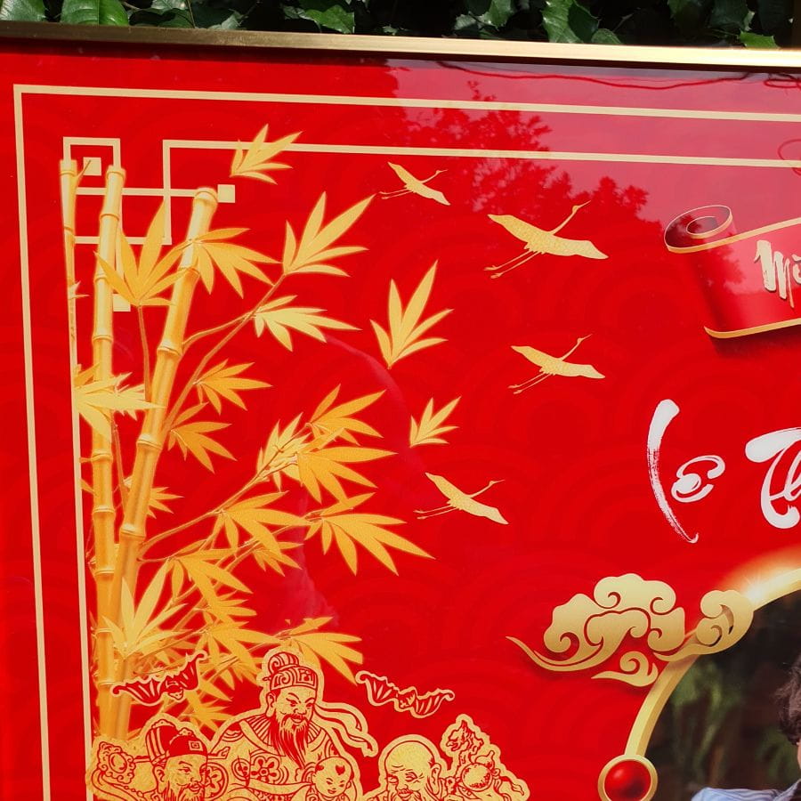 Hình ảnh tre vàng trên mẫu tranh mừng thọ G1