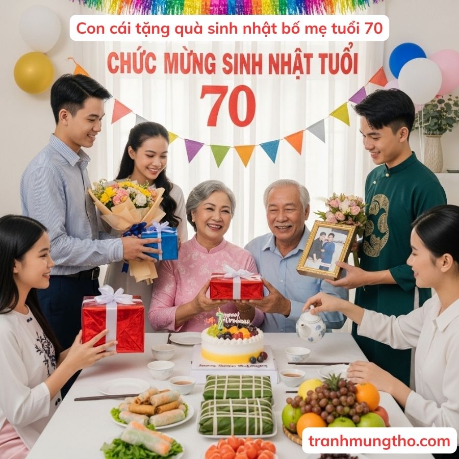 Con cái tặng quà sinh nhật tuổi 70 bố mẹ