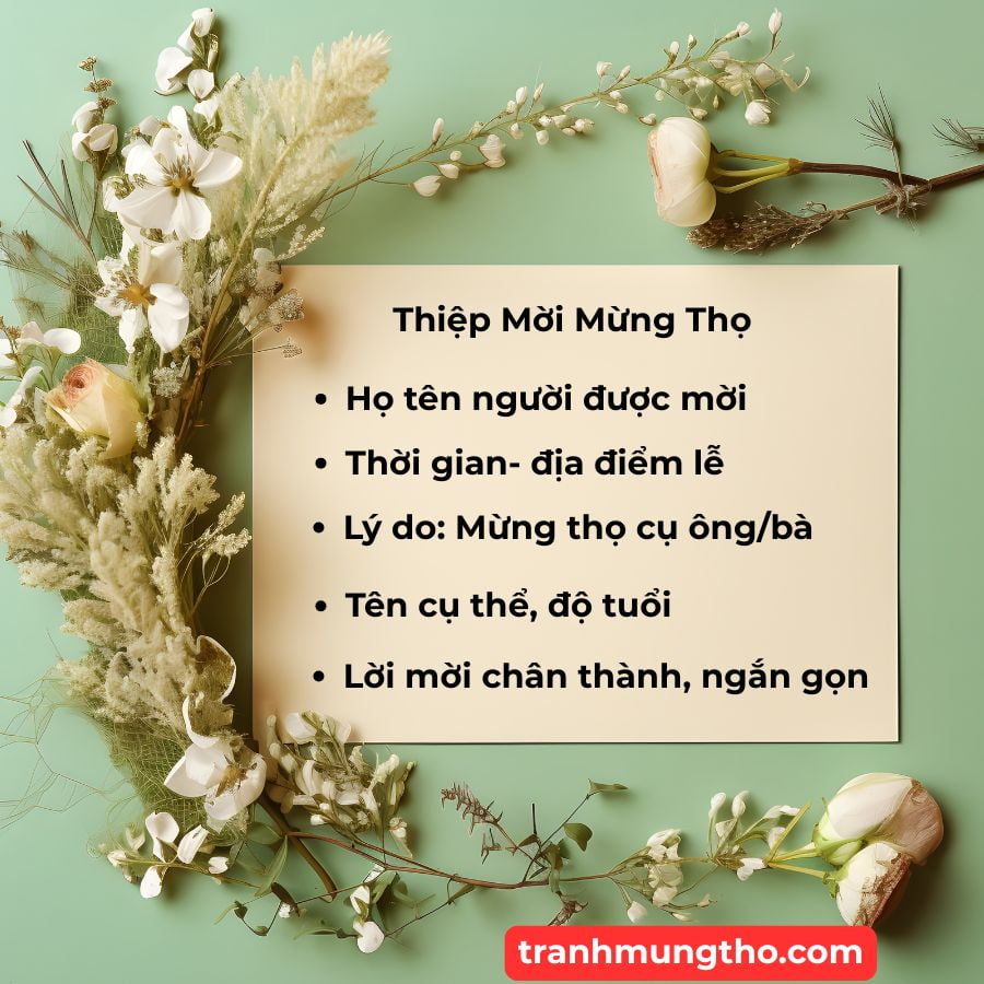 D&ugrave;ng thiệp mời mời kh&aacute;ch tới lễ mừng thọ