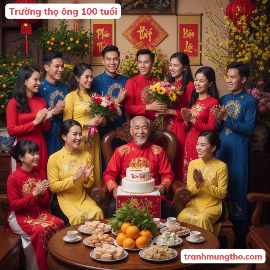 Gia đình tổ chức lễ trường thọ ông 100 tuổi