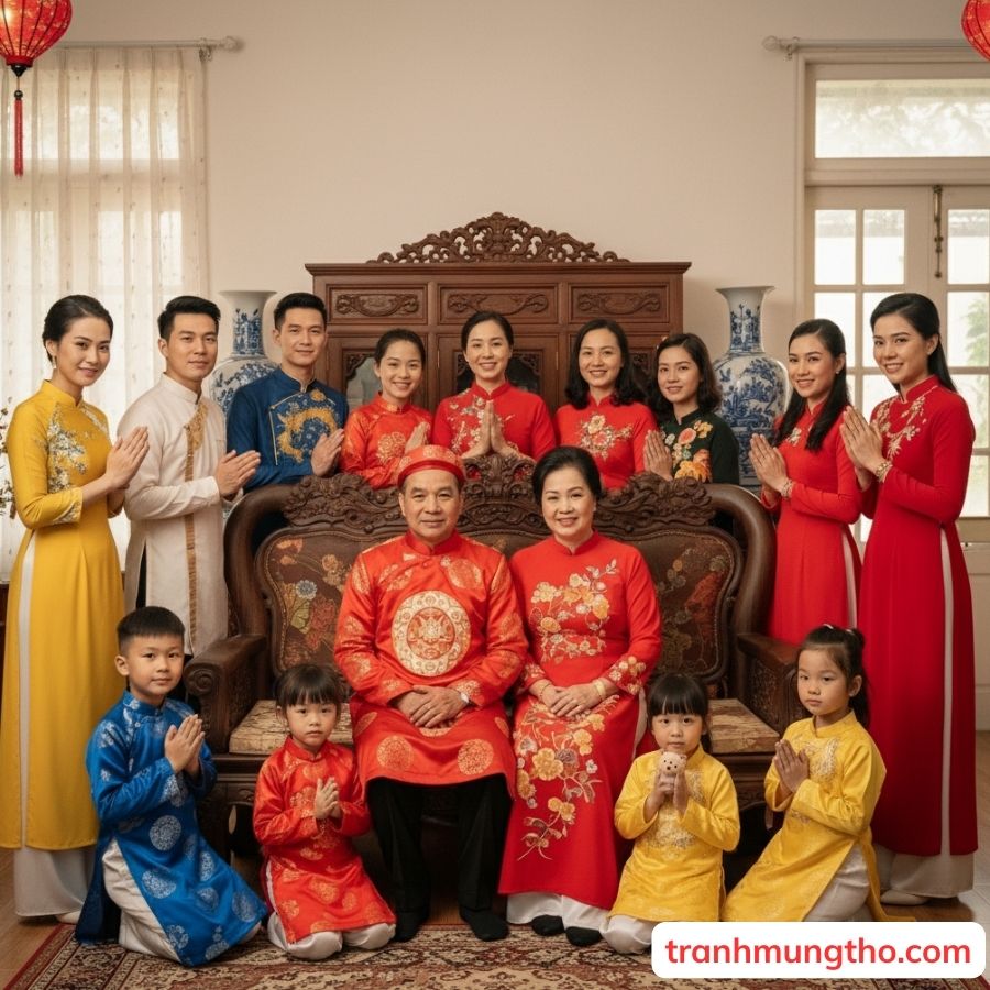 Sắp xếp gia đình khấn gia tiên ngày mừng thọ