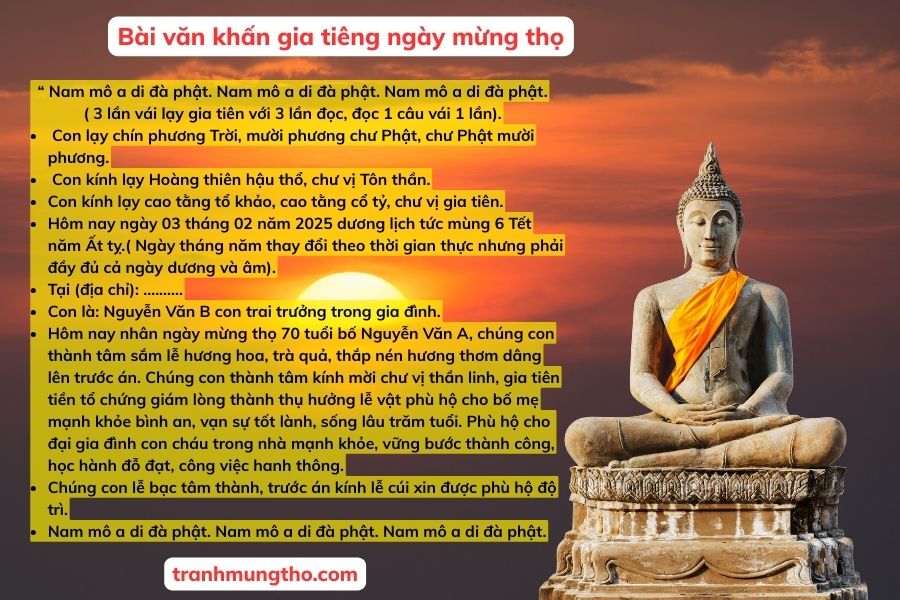 B&agrave;i văn khấn gia ti&ecirc;n ng&agrave;y mừng thọ