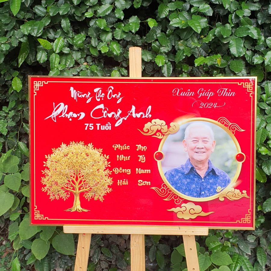 Tranh mừng thọ in ảnh ông