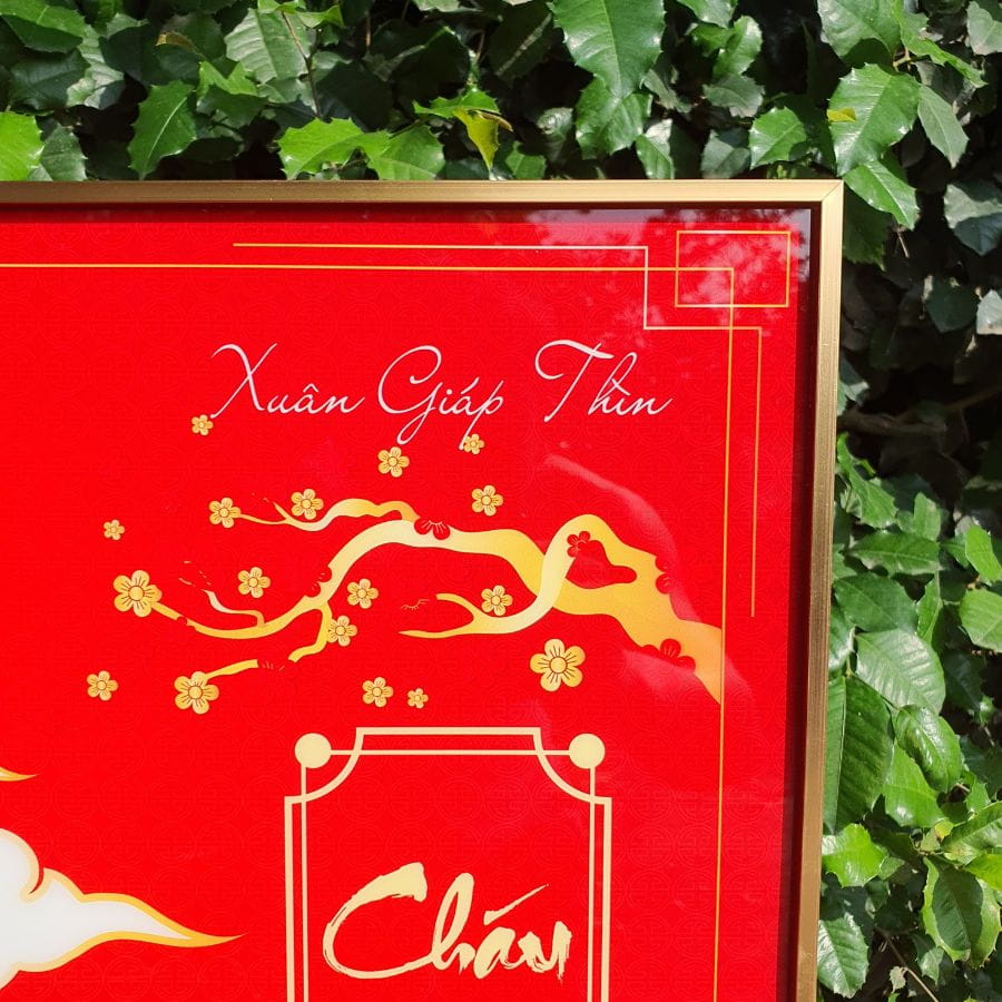 Hình ảnh hoa đào và năm chúc thọ trên mẫu tranh mừng thọ M2