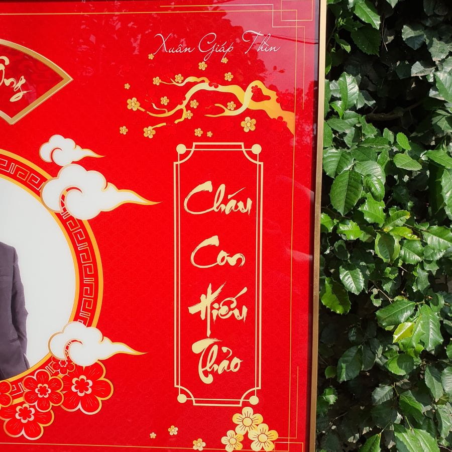 Vế câu đối cháu con hiếu thảo trên mẫu tranh mừng thọ M2