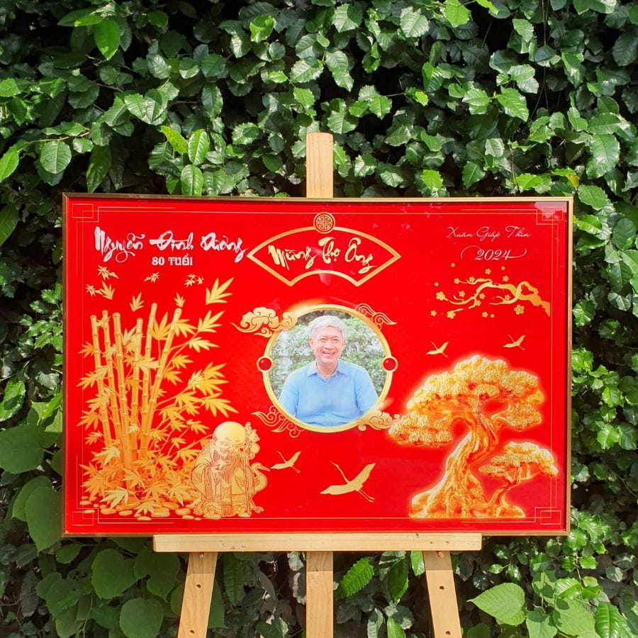 Tranh mừng thọ in ảnh ông
