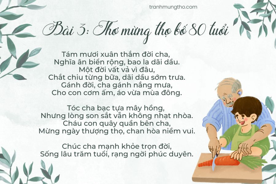Bài 3: Thơ chúc thọ bố 80 tuổi