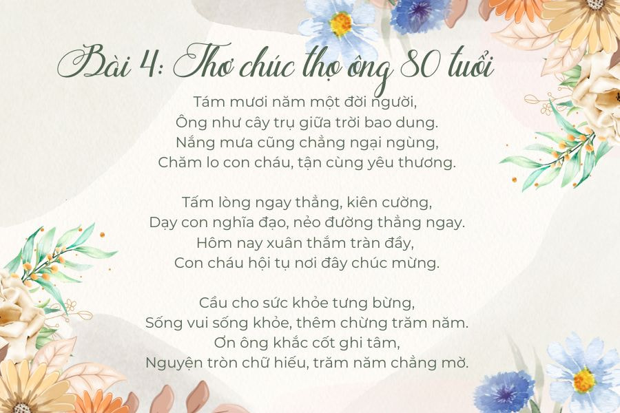 Bài 4: Thơ mừng thọ ông 80 tuổi