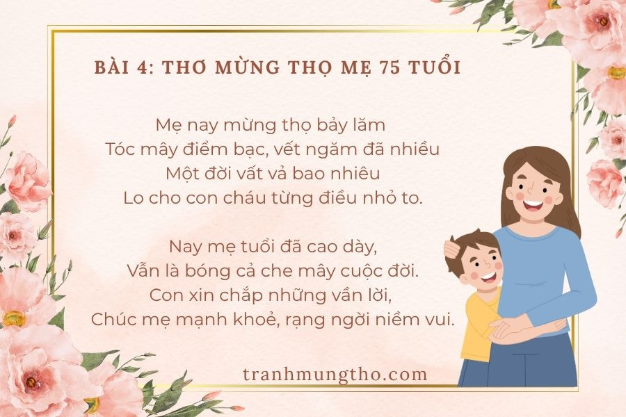 B&agrave;i thơ mừng thọ mẹ 75 tuổi