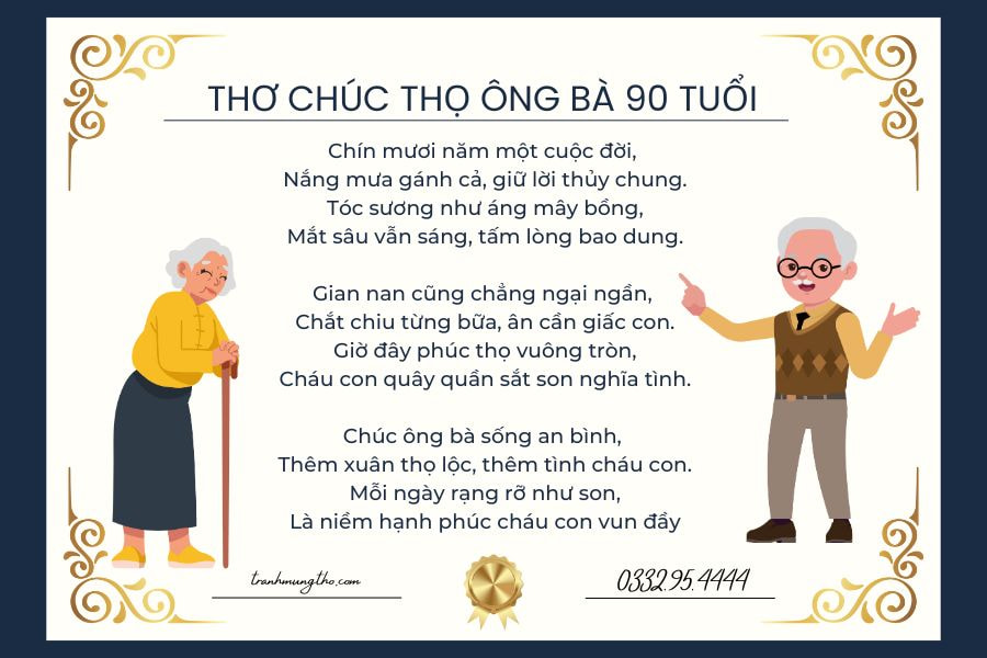 B&agrave;i thơ ch&uacute;c thọ &ocirc;ng b&agrave; 90 tuổi