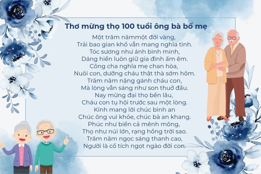 B&agrave;i thơ mừng thọ 100 tuổi &ocirc;ng b&agrave; bố mẹ