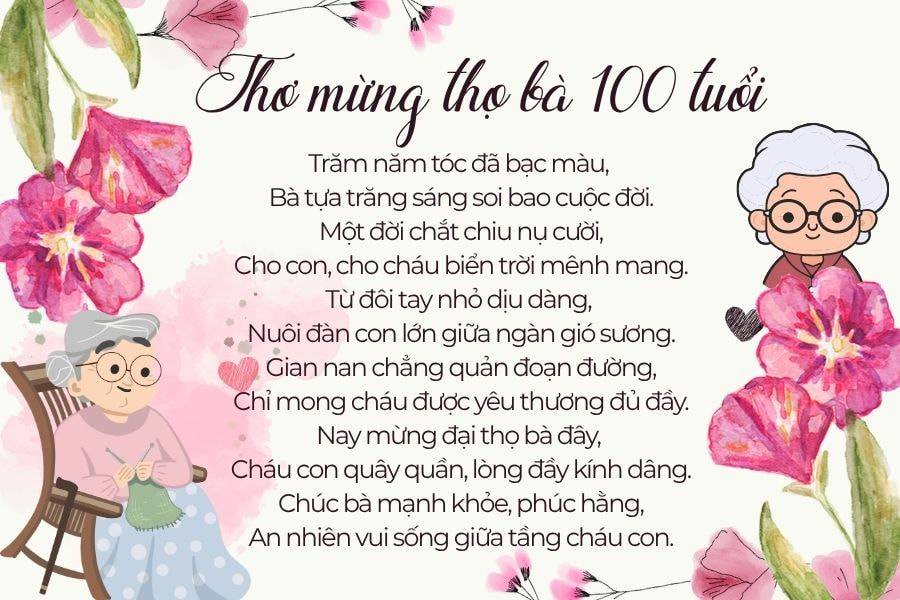 B&agrave;i thơ mừng thọ b&agrave; 100 tuổi