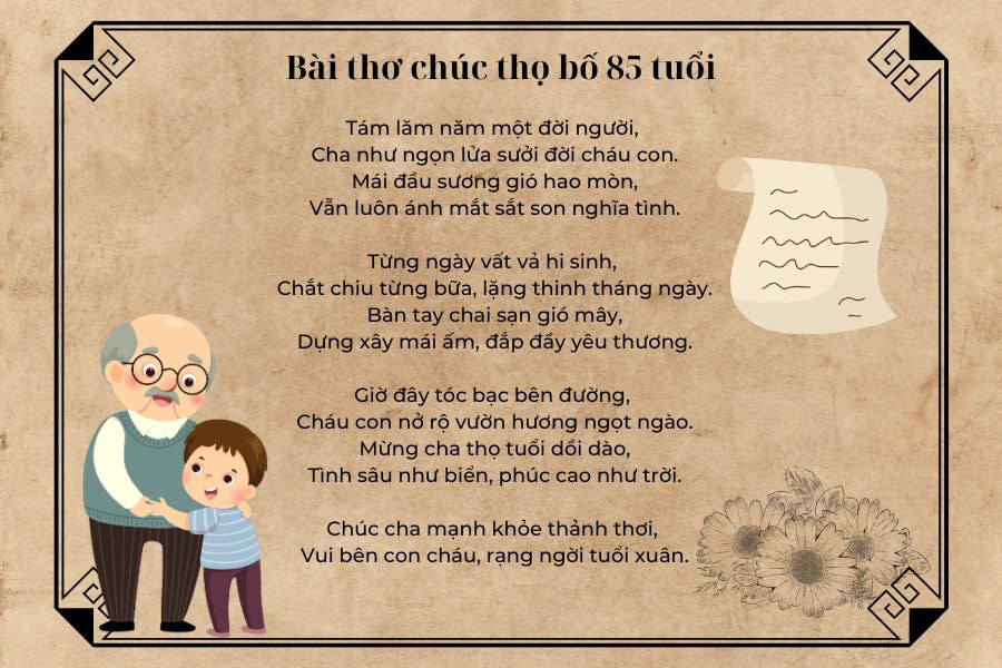 B&agrave;i thơ ch&uacute;c thọ bố 85 tuổi
