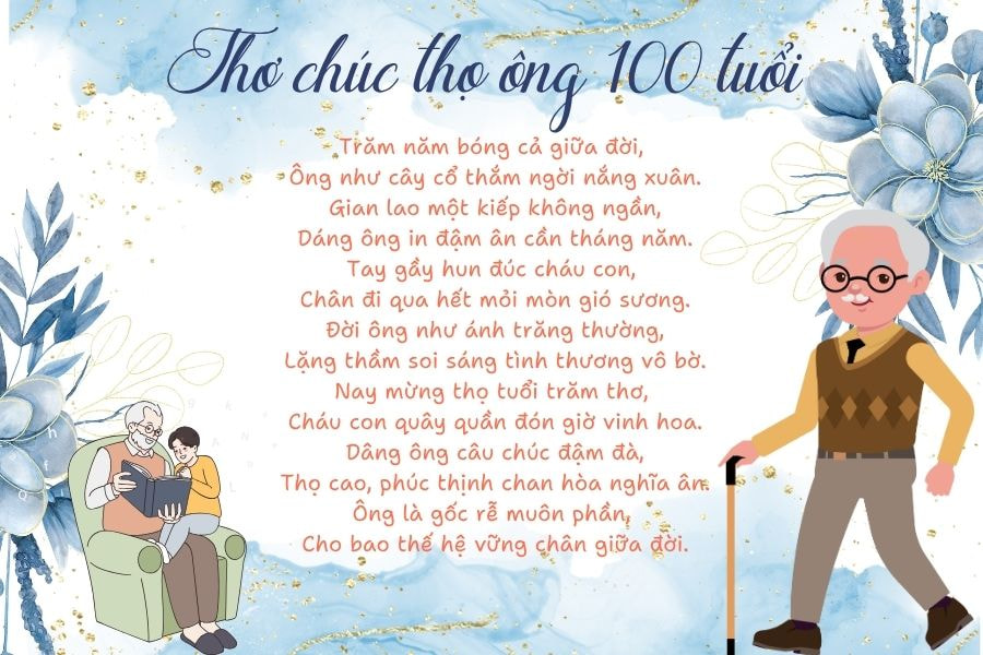 B&agrave;i thơ mừng thọ &ocirc;ng 100 tuổi